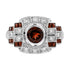 Round Red Garnet & Diamond Vintage Inspired Art Deco Style White Gold Ring