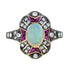Oval Opal & Ruby and Diamond Art Deco Style Halo Set Yellow Gold Ring