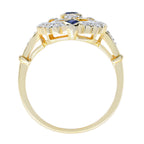 Blue Sapphire Diamond Vintage Style Filigree 14K White Yellow TwoTone Gold Ring