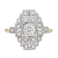 Diamond Art Deco Style Engagement Ring in Two Tone Gold