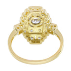 Diamond Art Deco Style Engagement Ring in Two Tone Gold