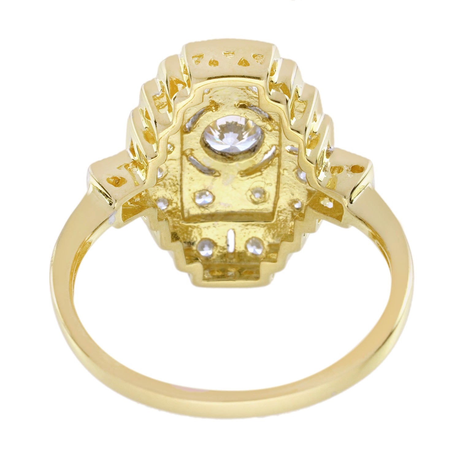 Diamond Art Deco Style Engagement Ring in Two Tone Gold