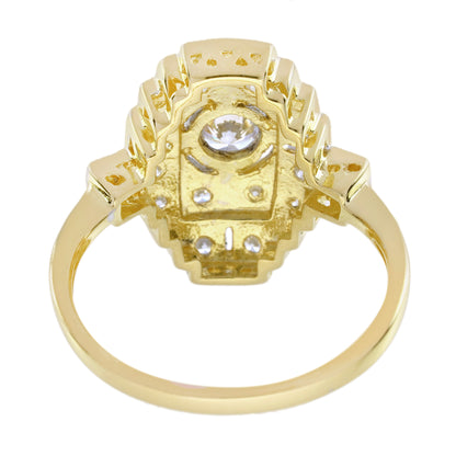 Diamond Art Deco Style Engagement Ring in Two Tone Gold