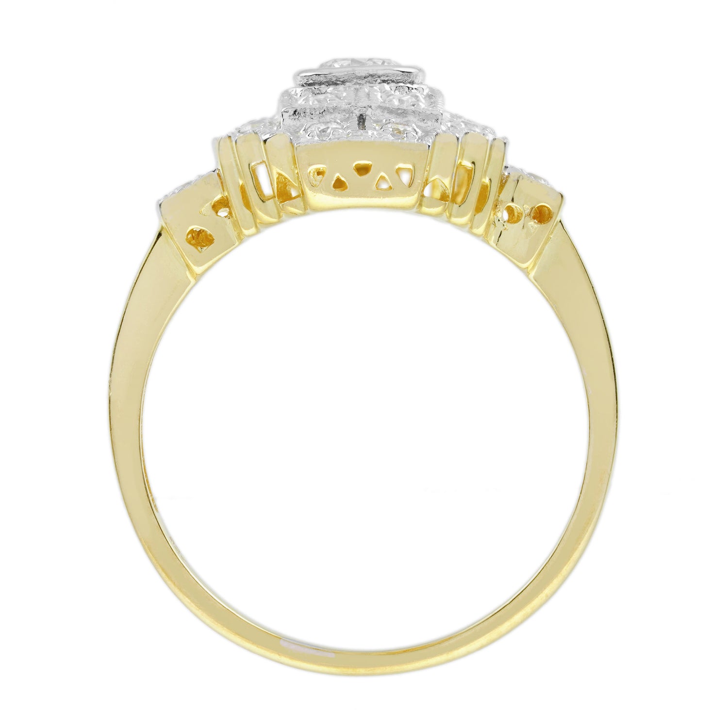 Diamond Art Deco Style Engagement Ring in Two Tone Gold