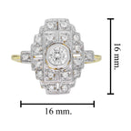Diamond Art Deco Style Engagement Ring in Two Tone Gold