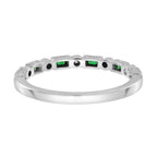 Baguette Emerald & Diamond Vintage Inspired Art Deco Style Thin White Band Ring