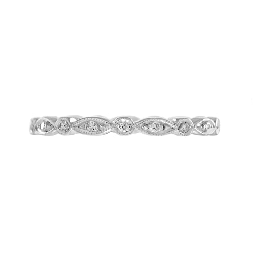 Art Deco Style Round & Marquise Diamond Eternity Band 18K White Gold Ring