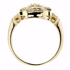 Old Cut Diamond & Blue Sapphire Antique Style Filigree Milgrain Yellow Gold Ring