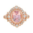 Oval Shape Peach Pink Morganite & Diamond Vintage Style Halo 14K Rose Gold Ring