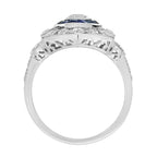 Diamond Sapphire Edwardian Style Openwork Bangle Bracelet & Ring Jewelry Set