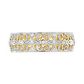 Art Deco Style Diamond Floral Filigree Eternity Band 14K Yellow Gold Ring