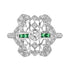 Diamond & Emerald Art Deco Style Filigree 14K White Gold Ring