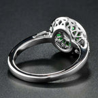 Art Deco Style Brilliant Diamond & Green Emerald Engagement Platinum Ring