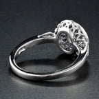 Art Deco Style Brilliant Diamond & Blue Sapphire Engagement Platinum Ring