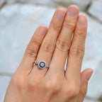 Art Deco Style Brilliant Diamond & Blue Sapphire Engagement Platinum Ring