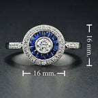 Art Deco Style Brilliant Diamond & Blue Sapphire Engagement Platinum Ring