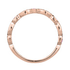 Red Pink Ruby & Diamond Vintage Style Half Eternity 18K Rose Gold Band Ring