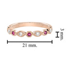 Ruby Diamond Vintage Style Band Ring Huggie Earrings Matching 14K Rose Gold Set