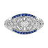 Art Deco Style Diamond & Blue Sapphire 14K White Gold Dome Ring