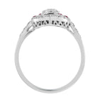 Diamond Ruby & Black Onyx Art Deco Style Marquise Shape White Gold Ring