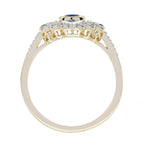 0.84 ctw Art Deco Style Blue Sapphire & Diamond 14K Yellow Gold Ring