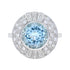 Round Blue Aquamarine & Diamond Cocktail 18K White Gold Ring