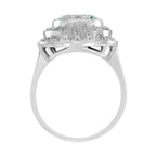 Round Blue Aquamarine & Diamond Cocktail 18K White Gold Ring