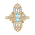 Blue Aquamarine & Diamond Art Deco Style Marquise Shape 14K Yellow Gold Ring