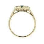 Art Deco Style Oval Cut Green Emerald & Diamond Vintage Inspired White Gold Ring