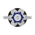Diamond & Blue Sapphire Vintage Inspired Floral Flower Enamel Halo Gold Ring
