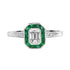 Emerald Cut Diamond & Emerald Art Deco Style Engagement 14K White Gold Ring