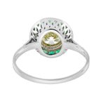 Certified Diamond & Green Emerald Fancy Art Deco Style Halo Set Platinum Ring