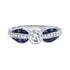 Diamond & Blue Sapphire Art Deco Style 18K White Gold Vintage Style Ring