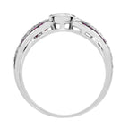 Diamond & Red Ruby Art Deco Inspired Style Solitaire Engagement White Gold Ring