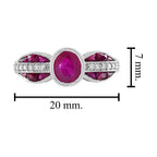2.02 ctw Art Deco Style Ruby & Diamond 14K White Gold Statement Ring