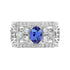 Oval Blue Tanzanite & Diamond Vintage Style Edwardian Wide Band Ring