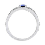 Oval Blue Tanzanite & Diamond Vintage Style Edwardian Wide Band Ring
