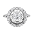 Art Deco Style Diamond Honey Comb Filigree 14K White Gold Ring