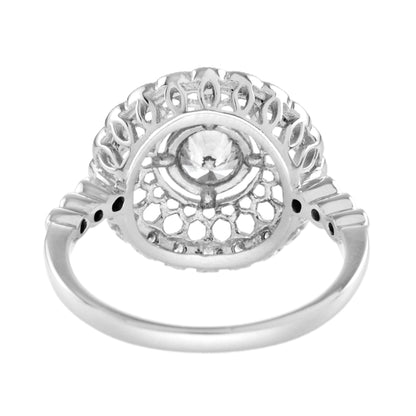 Art Deco Style Diamond Honey Comb Filigree 14K White Gold Ring