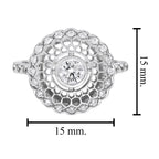 Art Deco Style Diamond Honey Comb Filigree 14K White Gold Ring