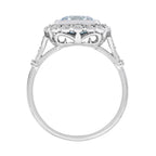 Cushion Blue Aquamarine & Diamond Halo Set 18K White Gold Vintage Style Ring