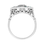 Diamond & Emerald Art Deco Style Curl 18K White Gold Ring