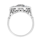Diamond & Blue Sapphire Vintage Inspired Art Deco Style Curved Waves White Ring
