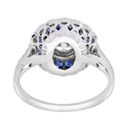 2.54 ctw Art Deco Blue Sapphire & Diamond 14K White Gold Ring