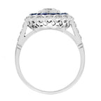 2.54 ctw Art Deco Blue Sapphire & Diamond 14K White Gold Ring