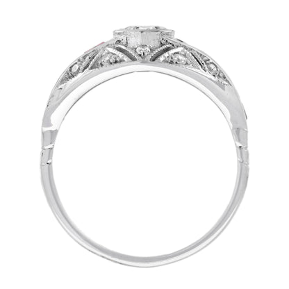 Diamond & Ruby Fancy Cut Vintage Inspired Art Deco Style Bombay White Gold Ring