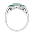 2.58 Ctw Art Deco Diamond & Emerald & Opal Ring