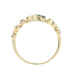 Green Emerald Ruby & Sapphire Nature Inspired Floral Leaf Vintage Style Ring