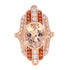 Oval Shape Morganite & Orange Sapphire Diamond Art Deco Style 14K Rose Gold Ring