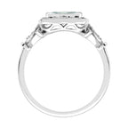 Round Blue Aquamarine Blue Sapphire Diamond Vintage Style White Gold Ring